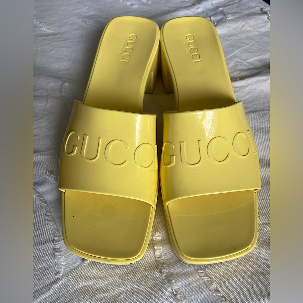 Gucci Rubber Slide Heel In Banana Yellow Size 41 (11)